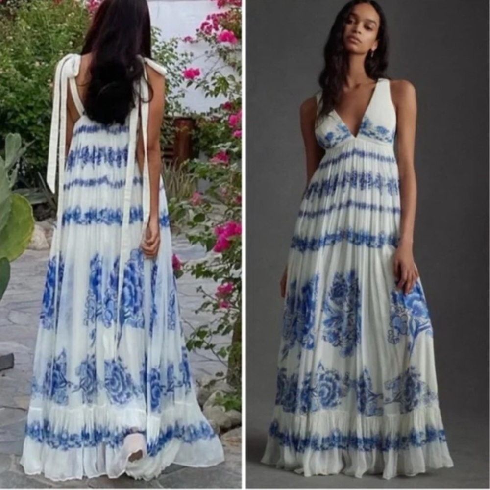 Sachin and Babi Wren Tie Shoulder Flowy Maxi Dress size 4